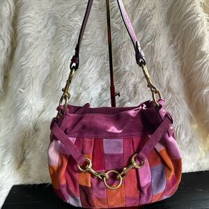 Patchwork Shoulder Bag in Pink and Orange